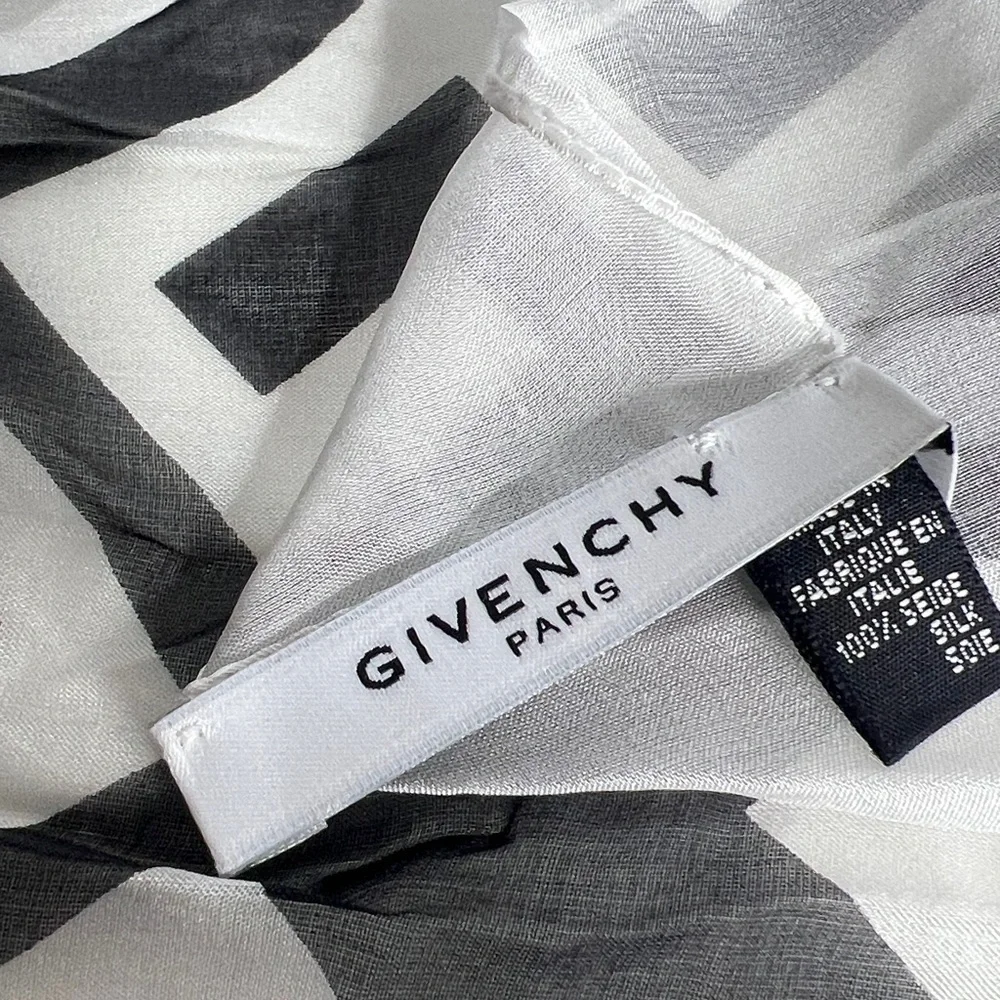 Givenchy 60” x 27” Silk Sheer Logo Shawl Scarf - New in Packaging